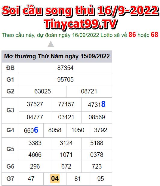 Soi cầu song thủ xsmb 16-09-2022 tại tinycat99