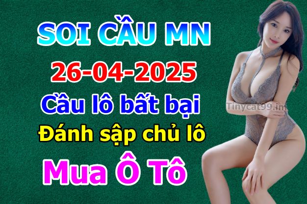 soi cầu xsmn 26-04-2025, soi cầu mn 26-04-2025, dự đoán xsmn 26-04-2025, btl mn 26-04-2025, dự đoán miền nam 26-04-2025, chốt số mn 26-04-2025, soi cau mien nam 26-04-2025